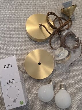 Set Of 2 Brushed Gold Ceiling Light Set with LED Bulbs
